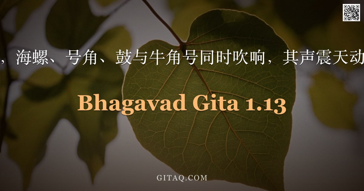 薄伽梵歌 1.13 — "于是，海螺、号角、鼓与牛角号同时吹响，其声震天动地。"