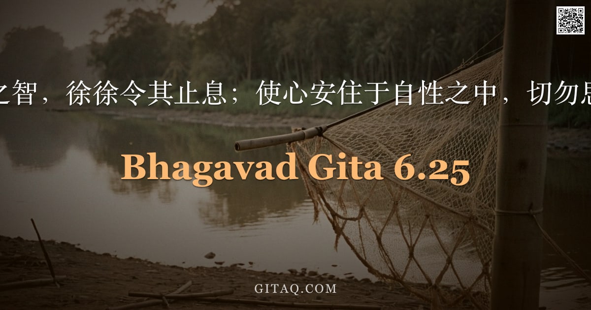 薄伽梵歌 6.25 — "当以持定之智，徐徐令其止息；使心安住于自性之中，切勿思虑他物。"