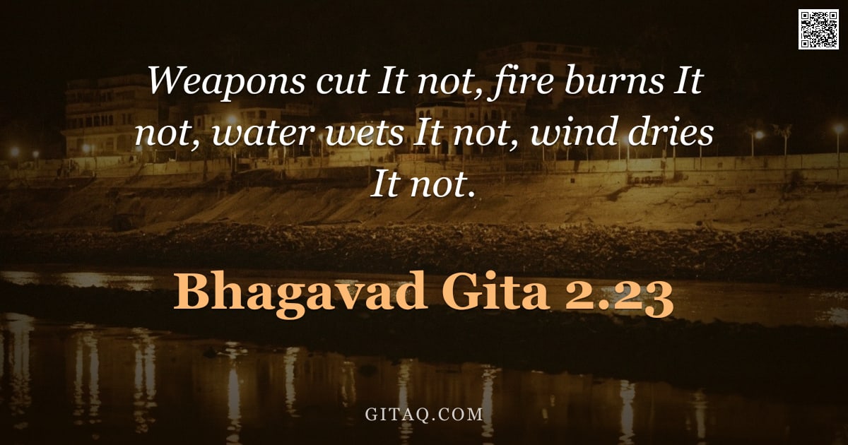 Bhagavad Gita 2.23 — "Weapons cut It not, fire burns It not, water wets It not, wind dries It not."