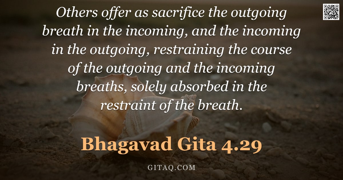 Bhagavad Gita 4.29 — "Others offer as sacrifice the outgoing breath in the incoming, and the incoming in the outgoing, res"
