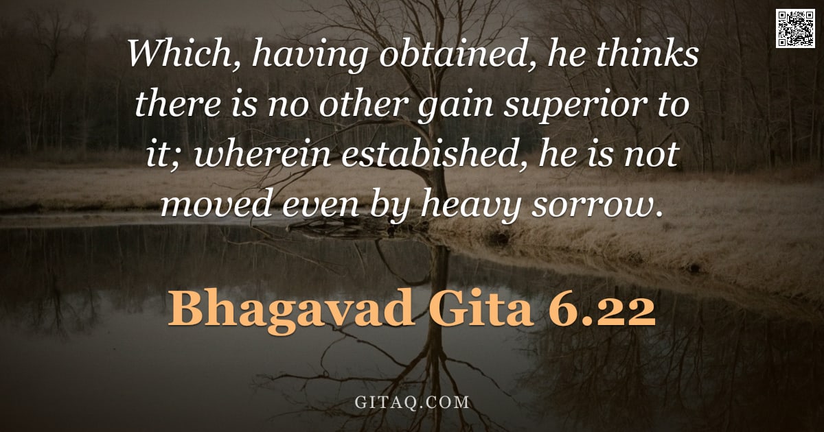 Bhagavad Gita 6.22 — "Which, having obtained, he thinks there is no other gain superior to it; wherein estabished, he is n"