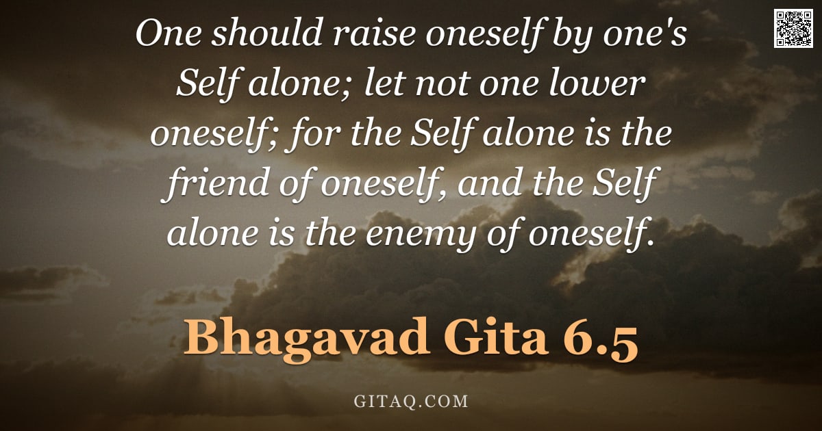Bhagavad Gita 6.5 — "One should raise oneself by one's Self alone; let not one lower oneself; for the Self alone is the f"