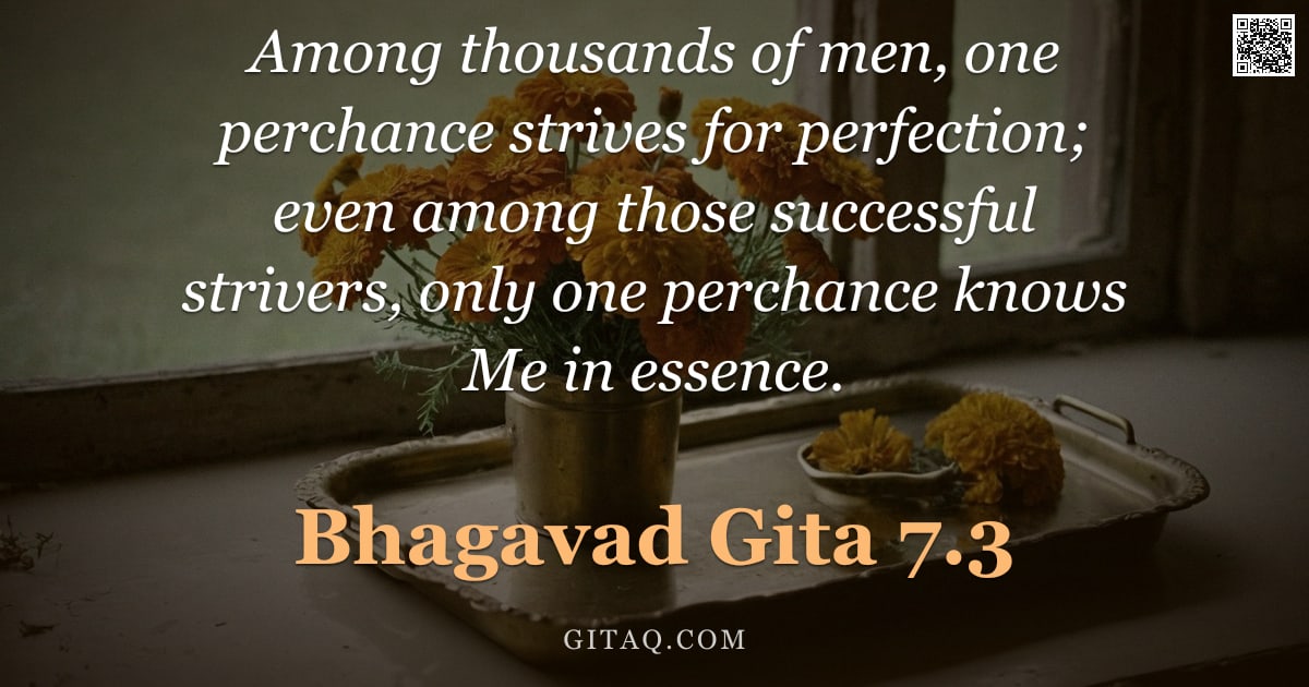 Bhagavad Gita 7.3 — "Among thousands of men, one perchance strives for perfection; even among those successful strivers, "
