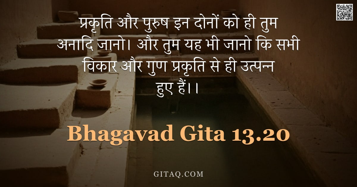 भगवद्गीता 13.20 — "प्रकृति और पुरुष इन दोनों को ही तुम अनादि जानो। और तुम यह भी जानो कि सभी विकार और गुण प्रकृति से ही "