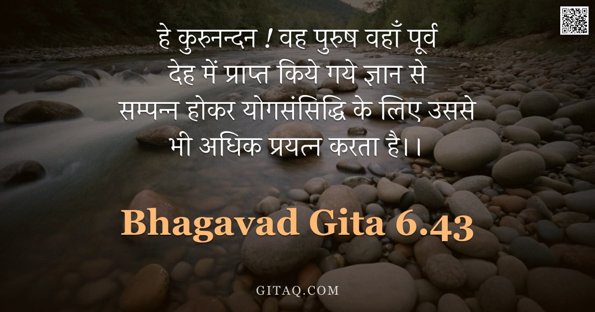भगवद्गीता 6.43 — "हे कुरुनन्दन ! वह पुरुष वहाँ पूर्व देह में प्राप्त किये गये ज्ञान से सम्पन्न होकर योगसंसिद्धि के लिए"
