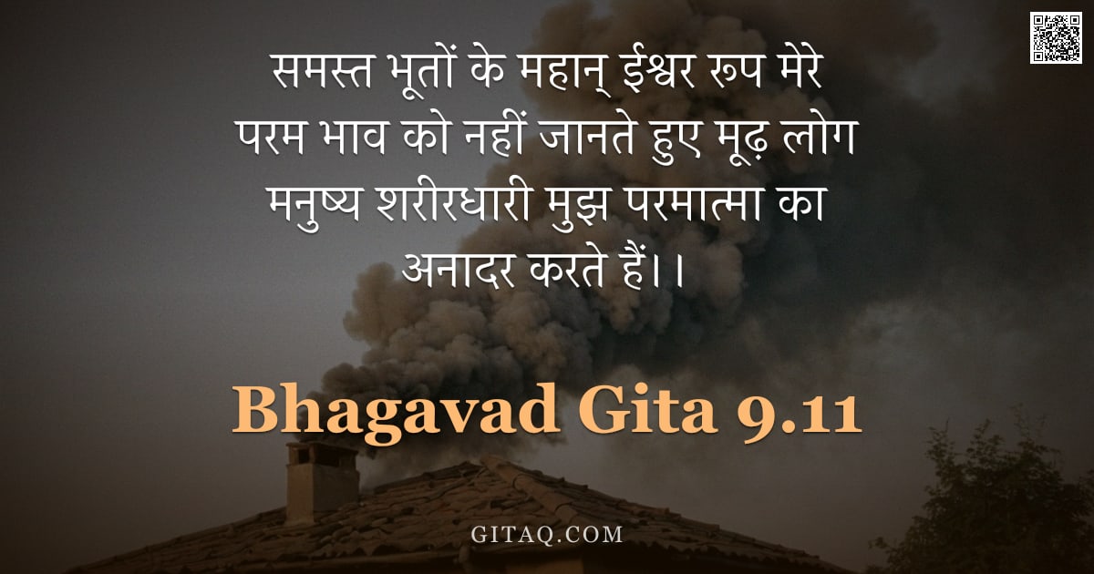 भगवद्गीता 9.11 — "समस्त भूतों के महान् ईश्वर रूप मेरे परम भाव को नहीं जानते हुए मूढ़ लोग मनुष्य शरीरधारी मुझ परमात्मा "